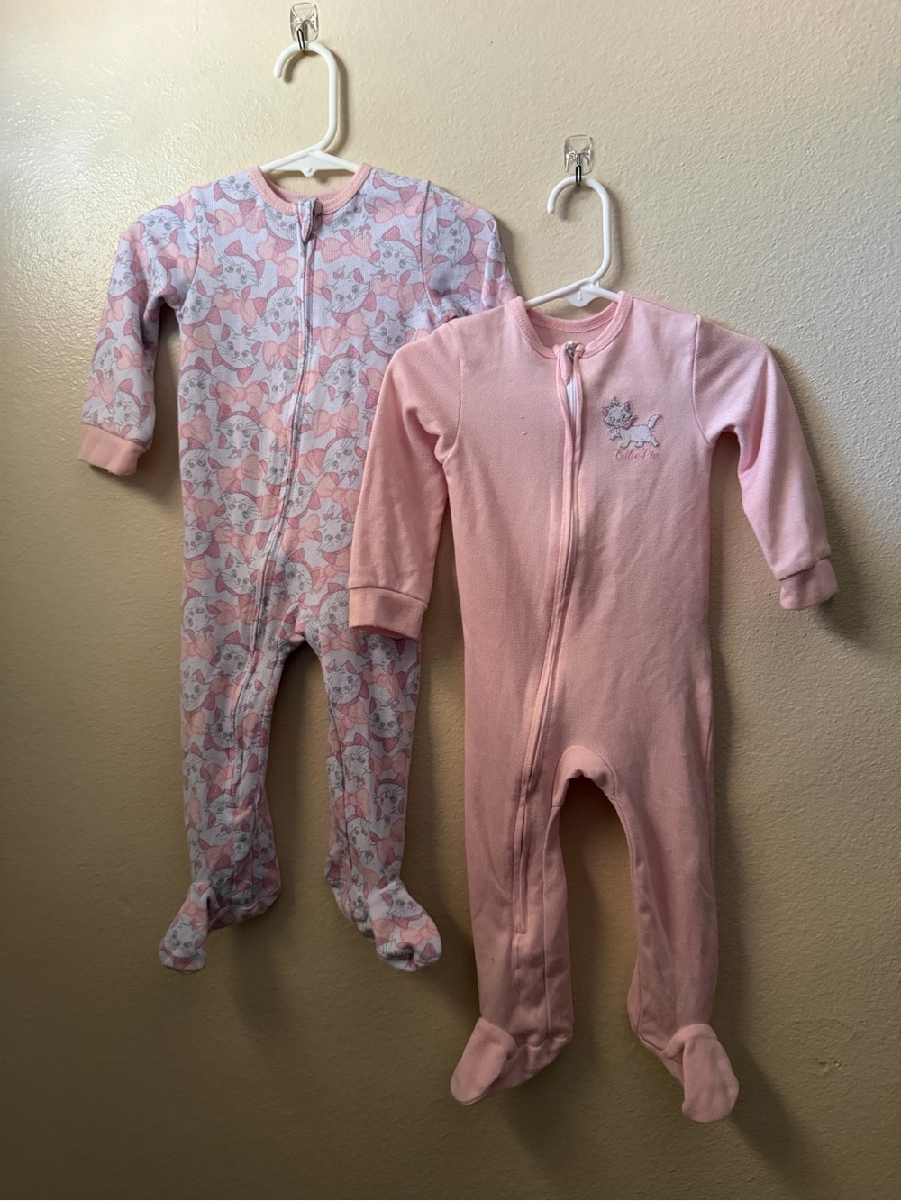 Disney Pink Marie cat Baby Footed One-Piece Sleepers - Duo Pack